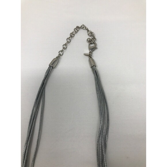 CHICO'S MultiStrand Pendant Necklace Silver Tone Clear Crystal Translucent Glass - Picture 8 of 10